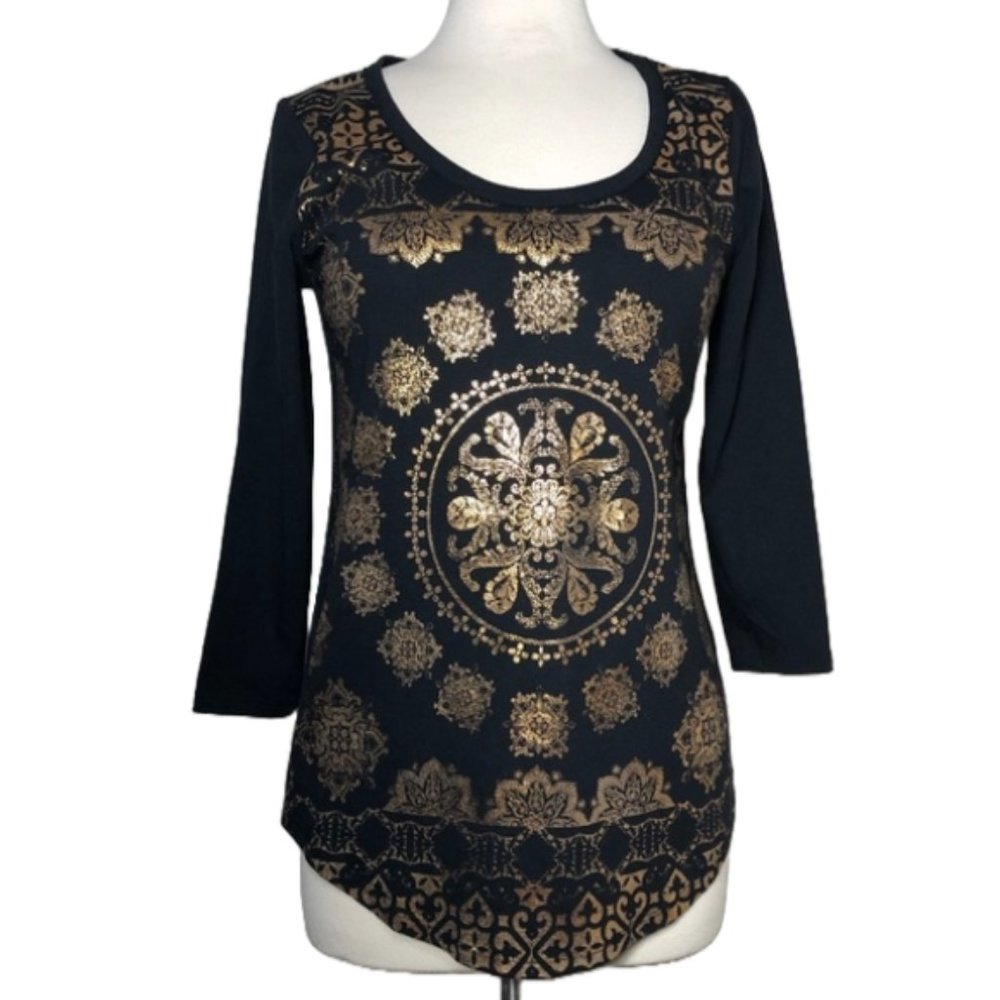 Lucky Brand NEW Foil Medallion Print Shirt